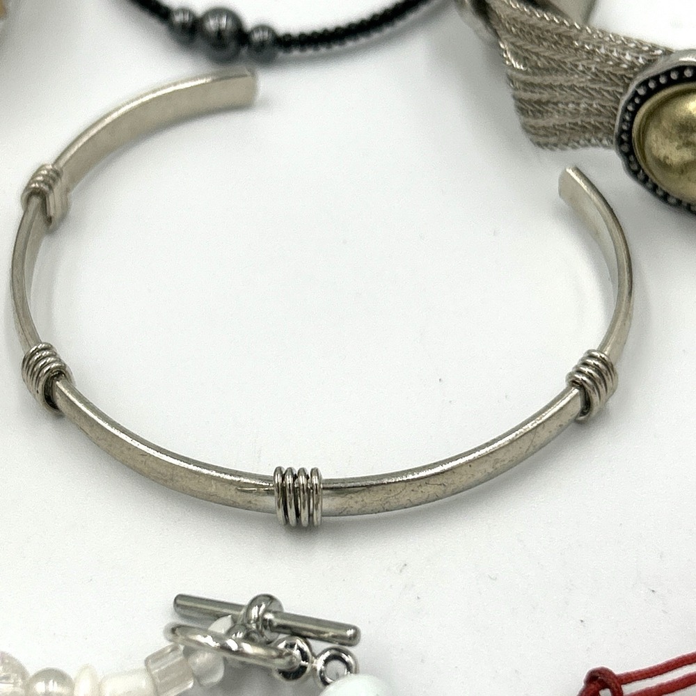 Lot of 10 bracelets Chain stretch Beaded Silver tone Several Vintage - Picture 5 of 13